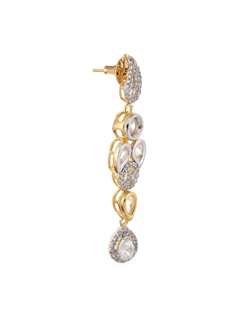 white brass drop earrings - 12338825 -  Standard Image - 1