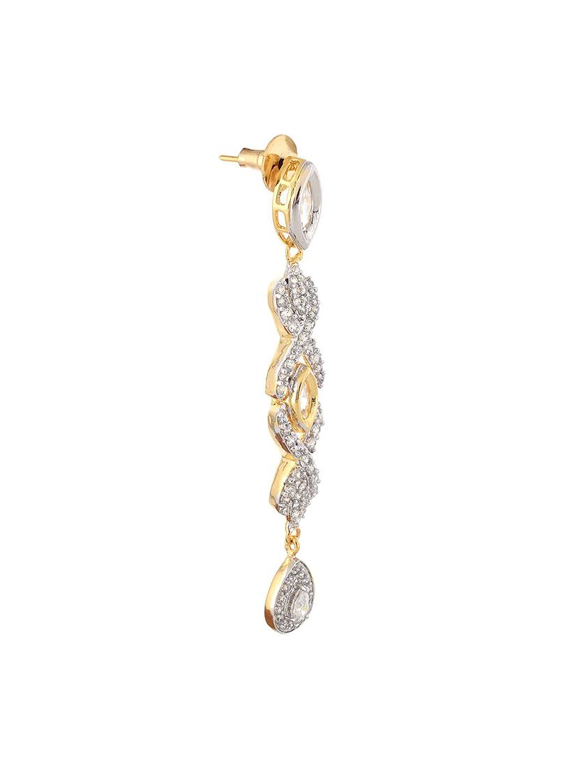 white brass drop earrings - 12338831 - Standard Image - 1