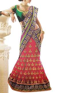 multi colored net aline lehenga
