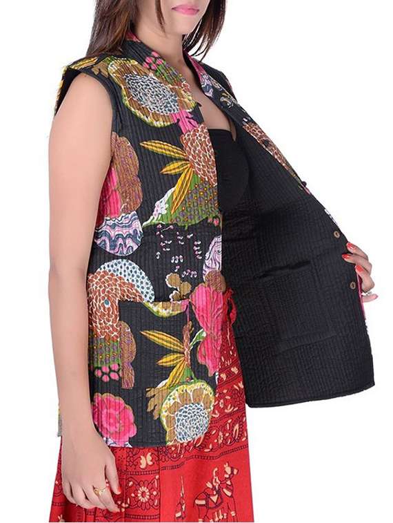 multi colored cotton reversible jacket - 12345118 -  Standard Image - 1