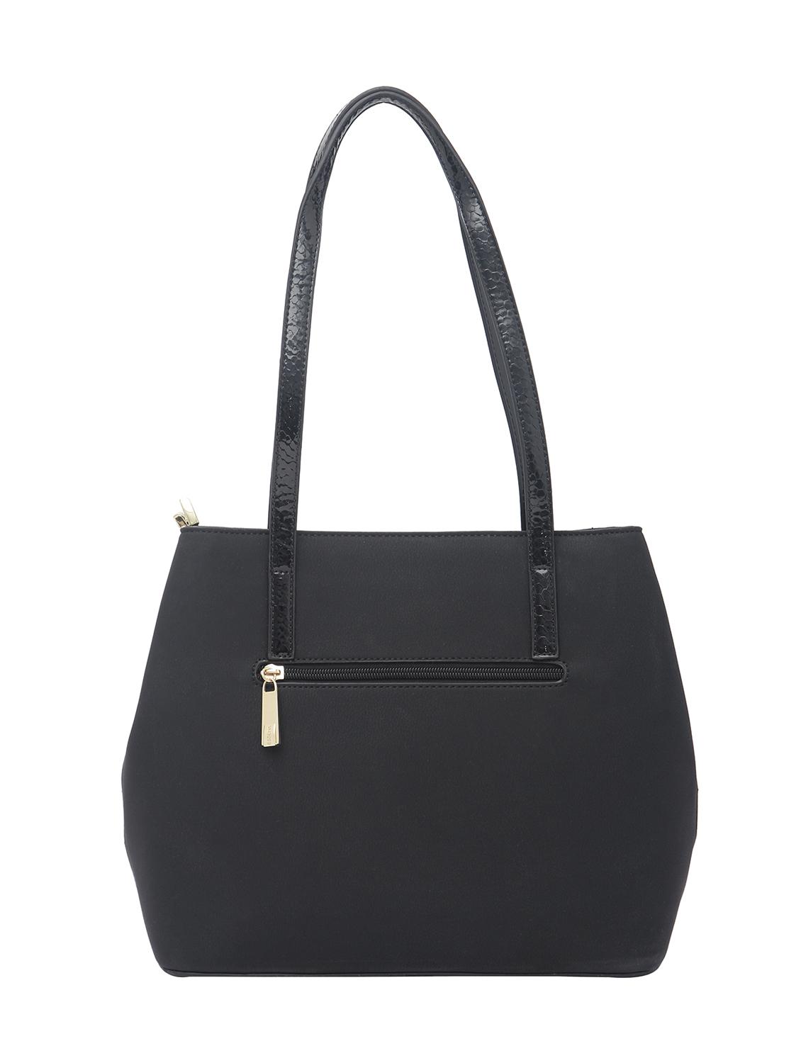 black textured synthetic leather handbag - 12345652 - Standard Image - 1