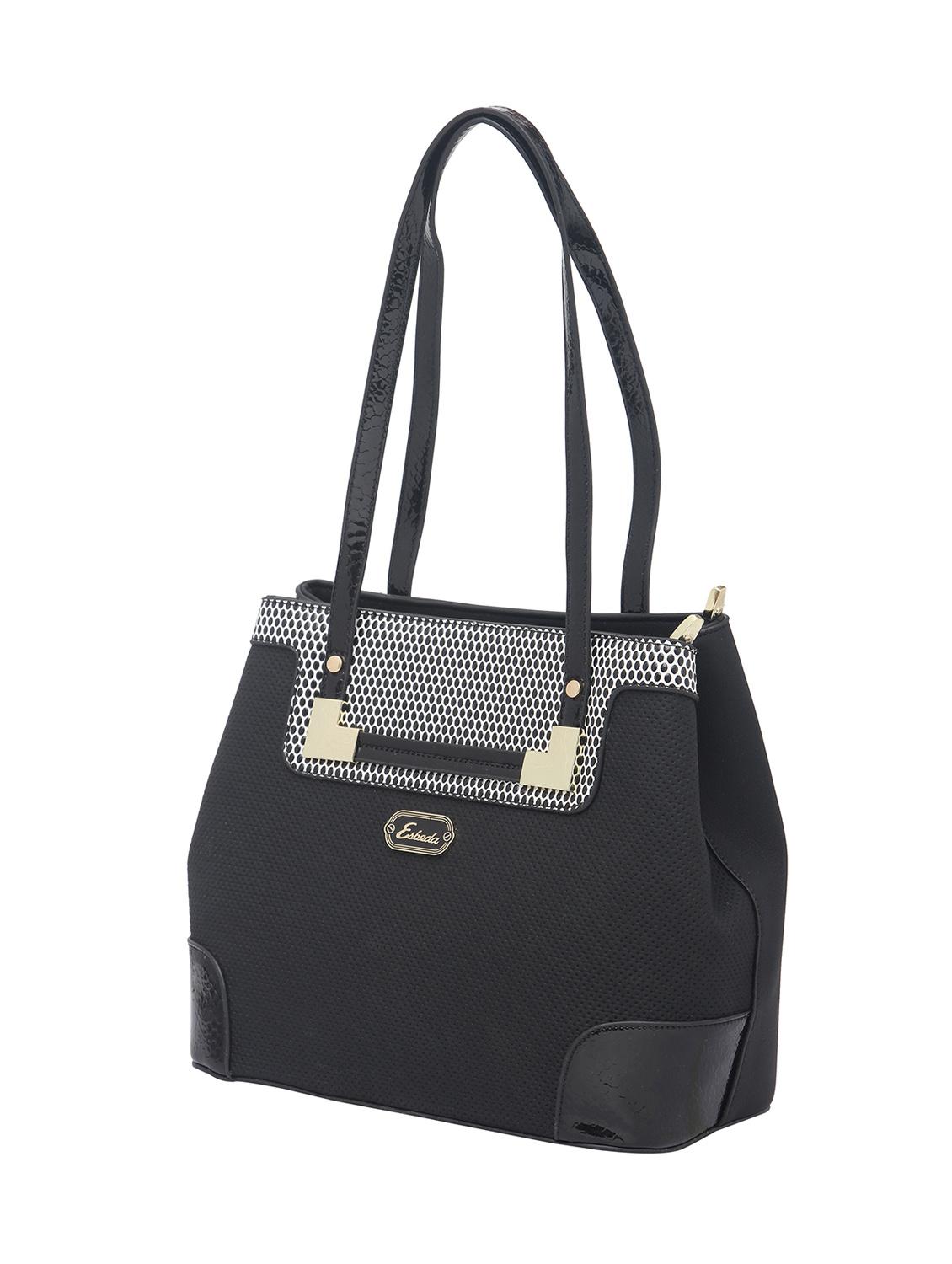 black textured synthetic leather handbag - 12345652 - Standard Image - 4