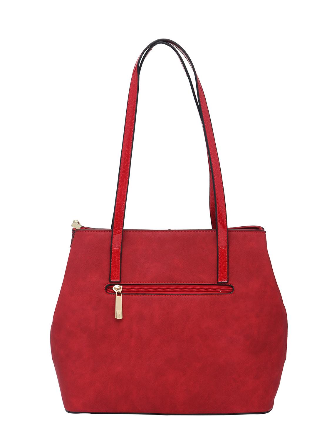 red textured synthetic leather handbag - 12345653 - Standard Image - 1