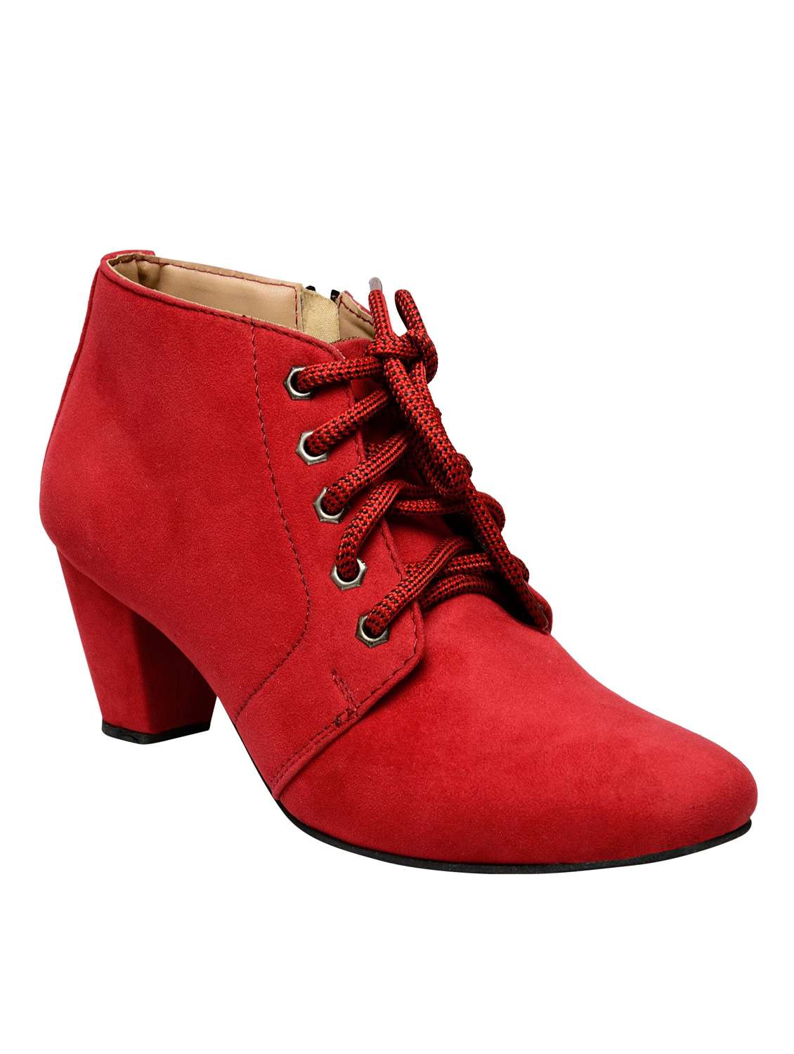 red ankle boot