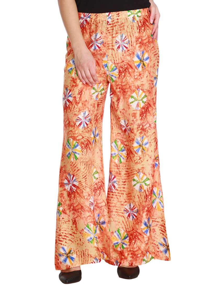 orange viscose palazzos