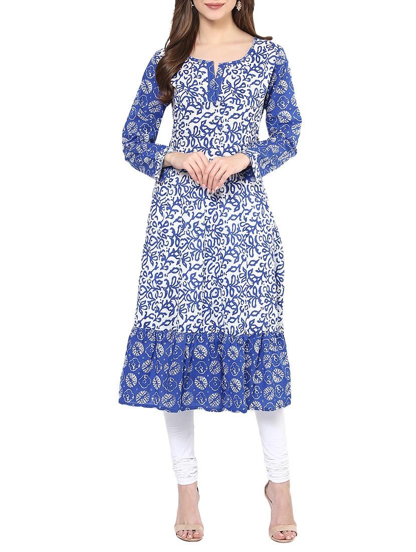 blue cotton a-line kurta