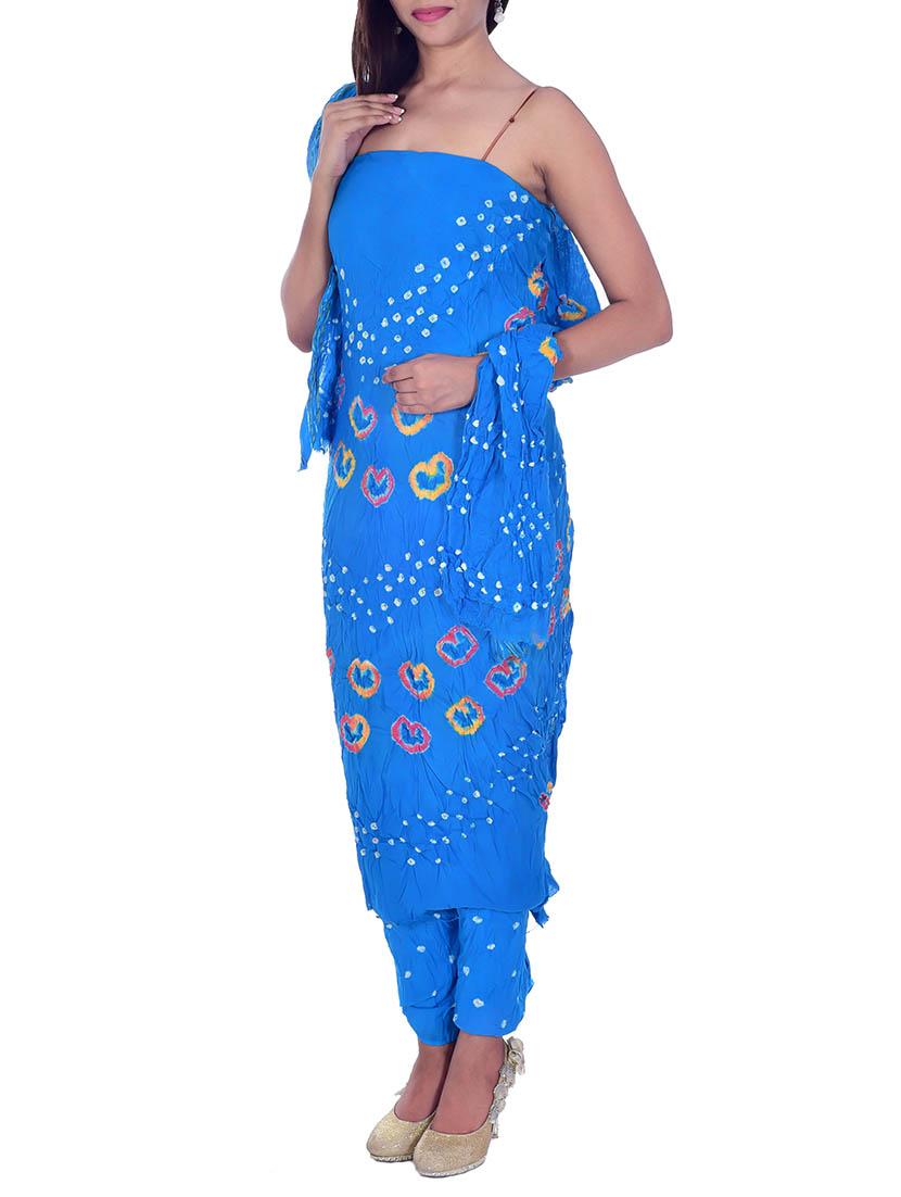 blue cotton unstitched dress material - 12362738 - Zoom Image - 0