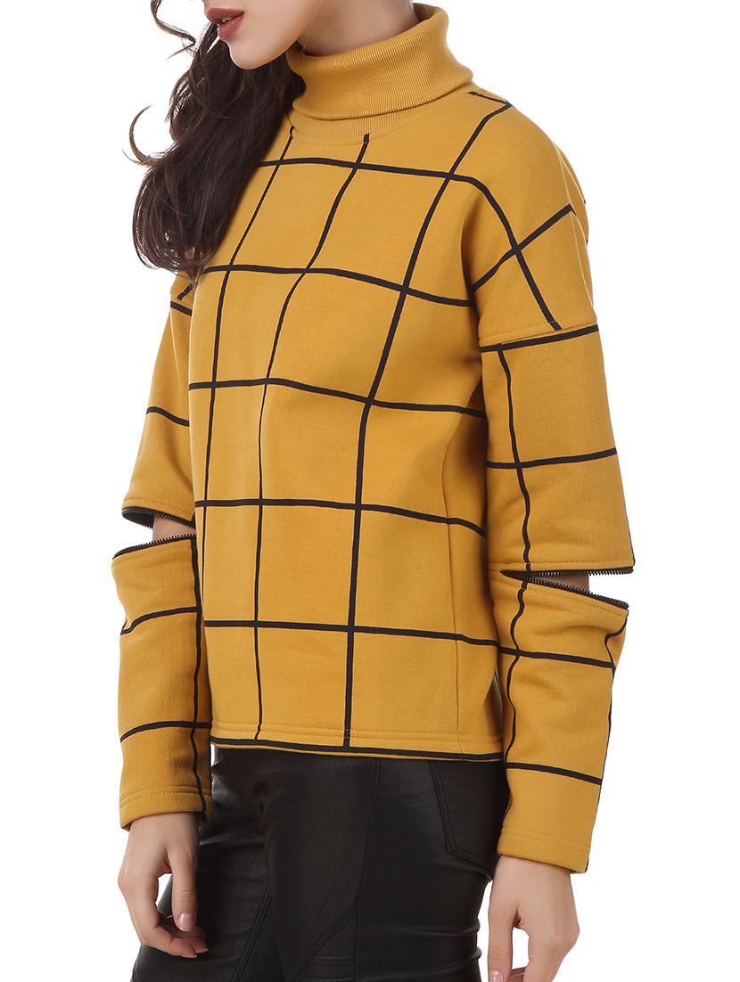 turtle neck grid sweatshirt - 12369822 - Standard Image - 1