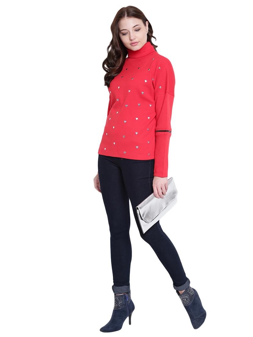 red cotton stylised sleeves sweatshirt - 12369846 - Standard Image - 4