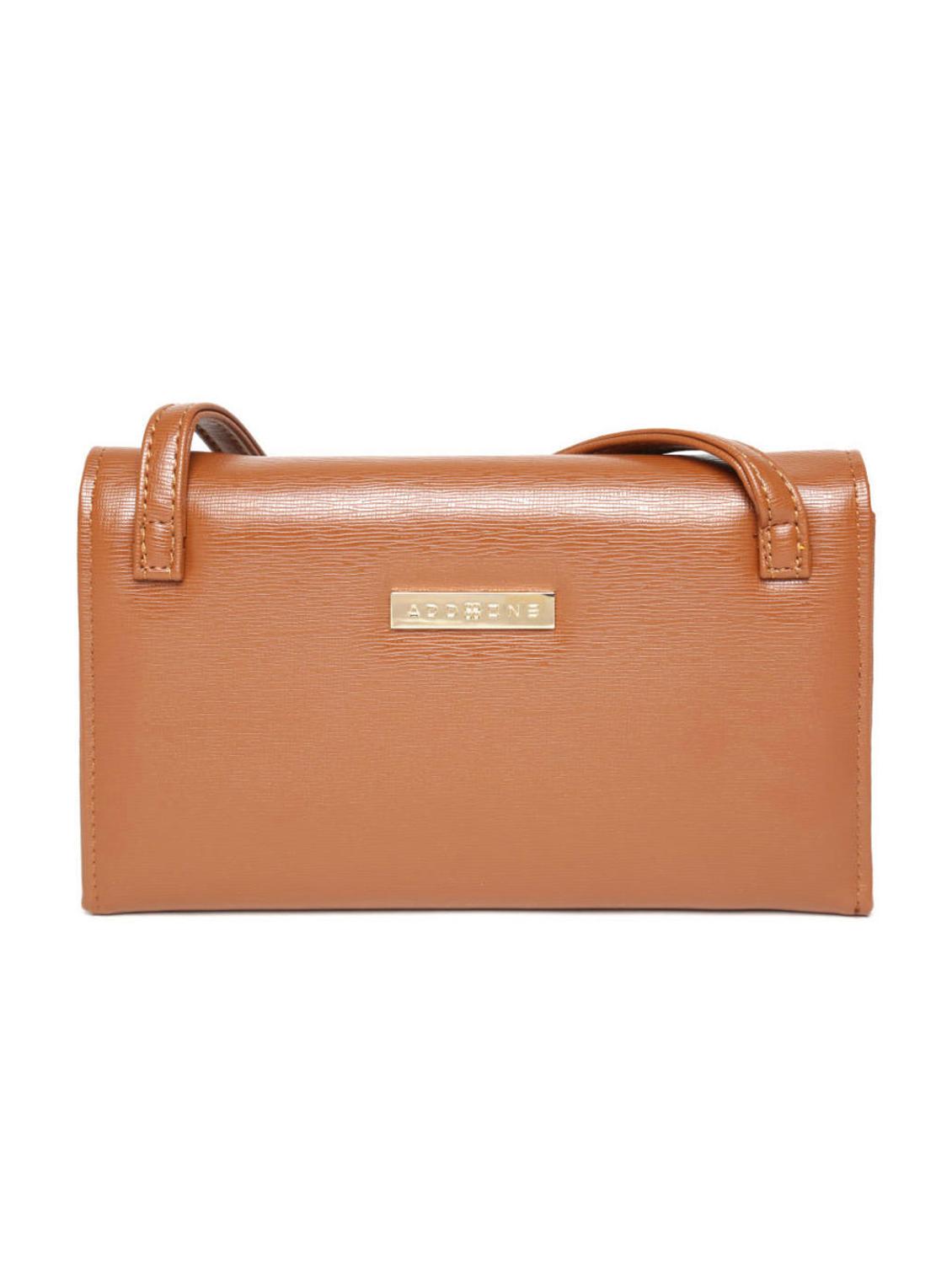 brown leatherette textured sling bag - 12370193 -  Standard Image - 1