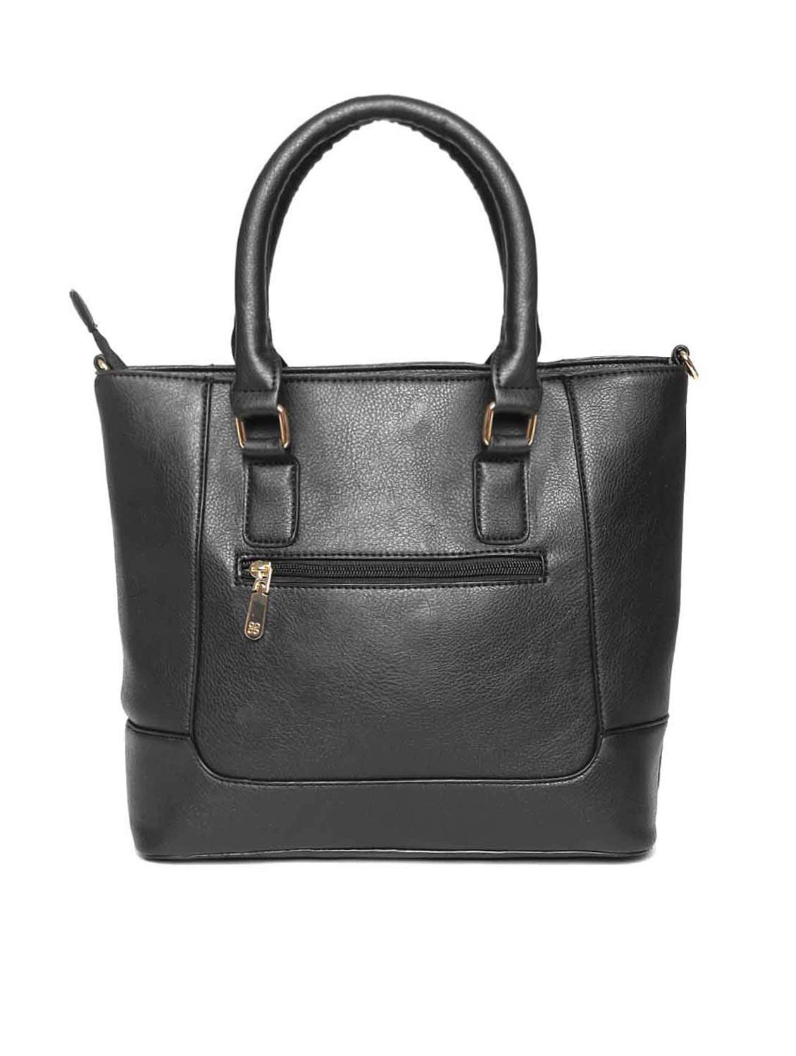 black leatherette textured handbag cum sling - 12370338 -  Standard Image - 1