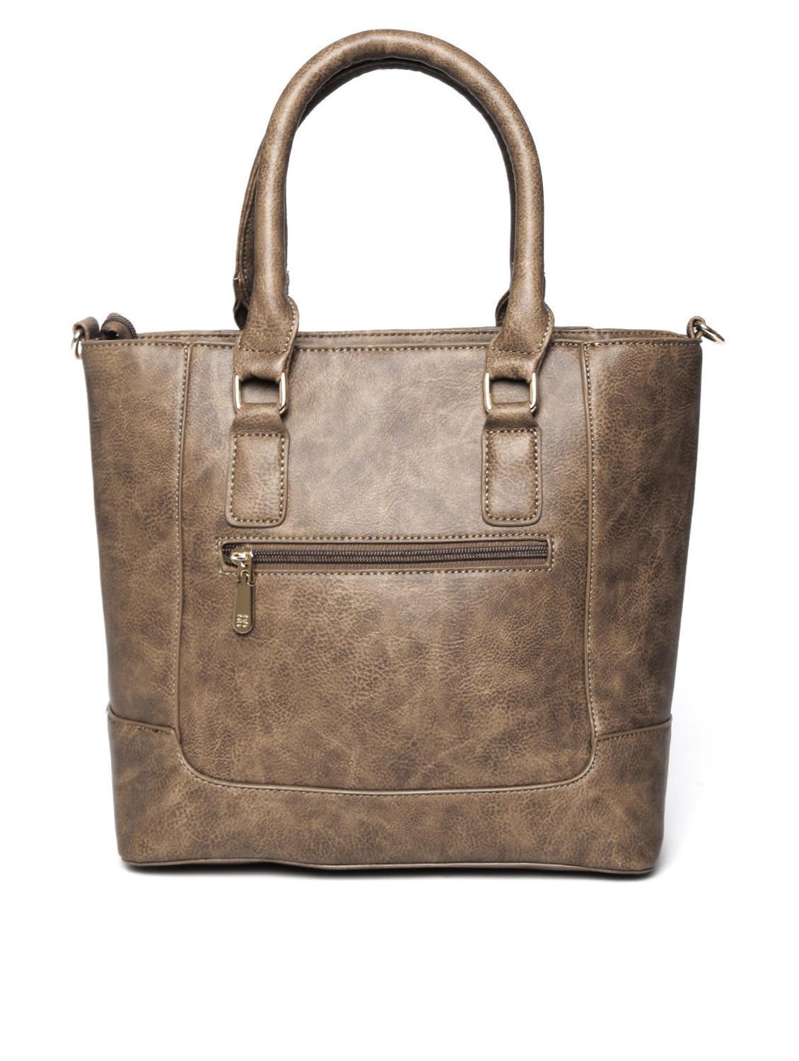 brown leatherette textured handbag with sling - 12370339 -  Standard Image - 1
