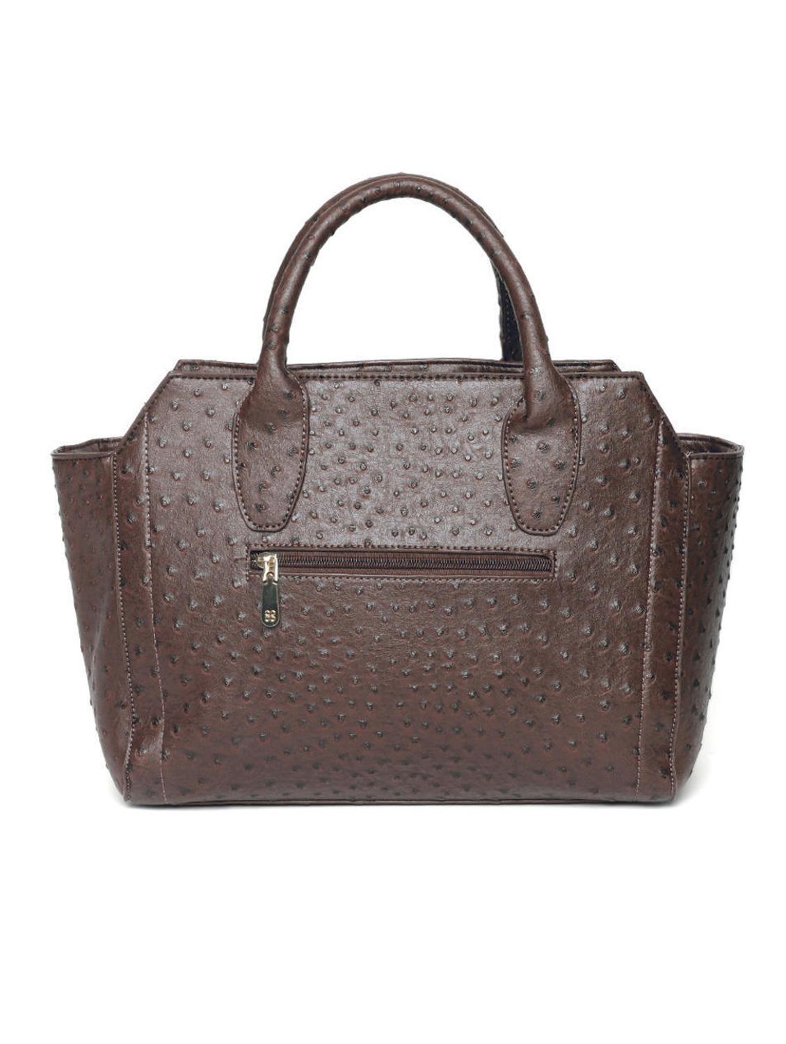 brown leatherette textured handbag with sling - 12370340 -  Standard Image - 1