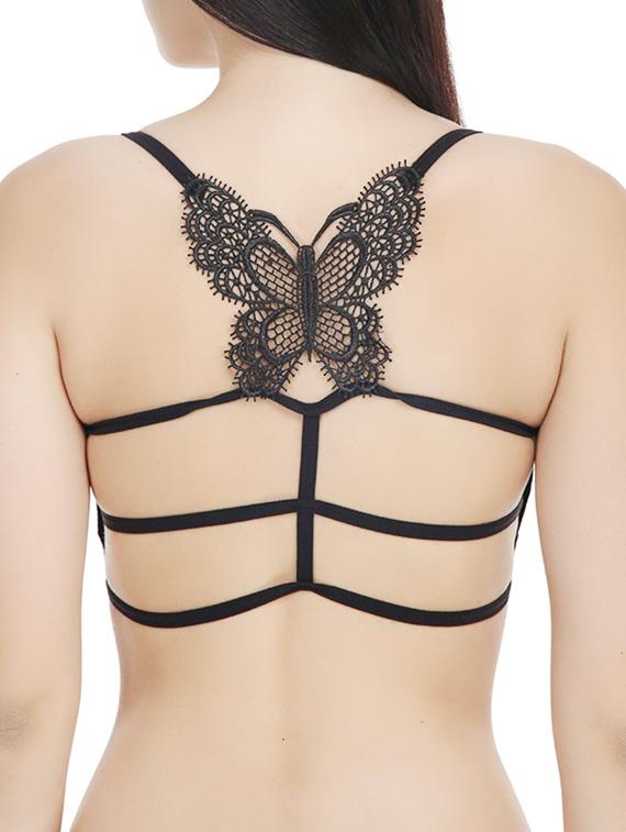 black cotton bralette - 12372268 - Standard Image - 1