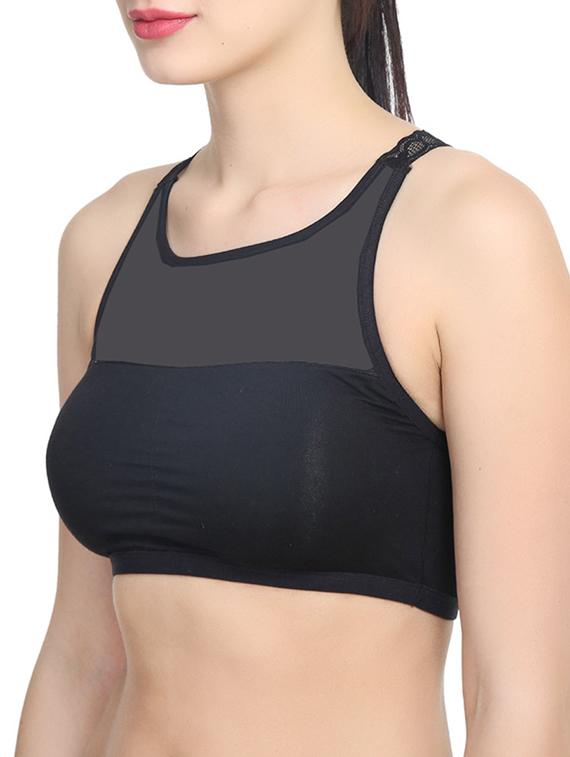 black cotton bralette - 12372277 -  Standard Image - 1