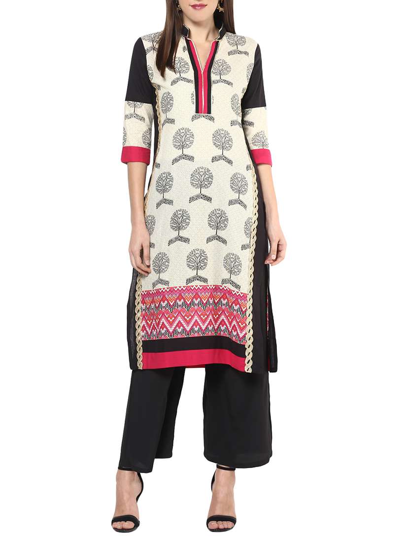 beige viscose straight kurta