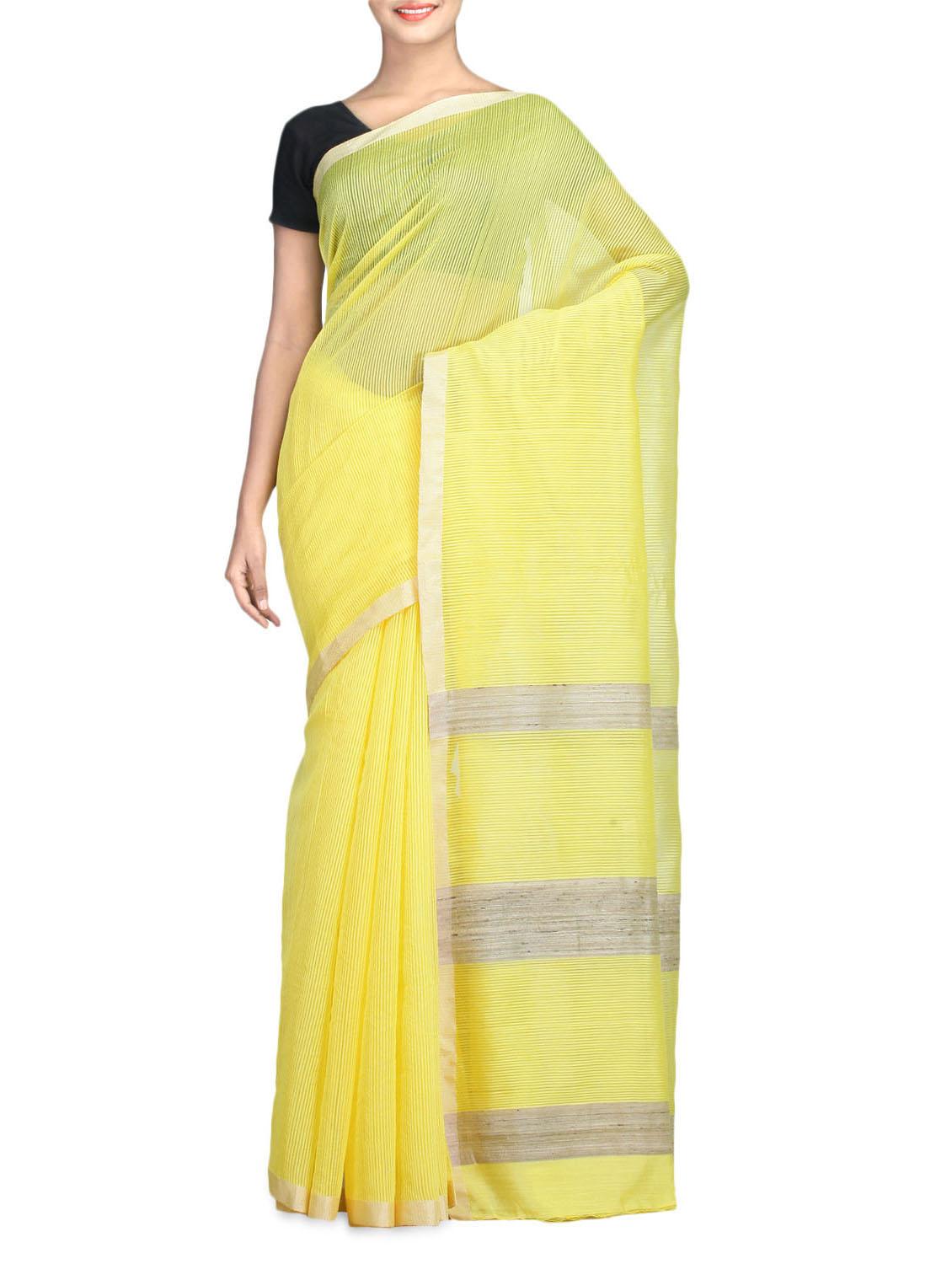 Yellow Color Art Silk Ghicha Viscose Saree - By