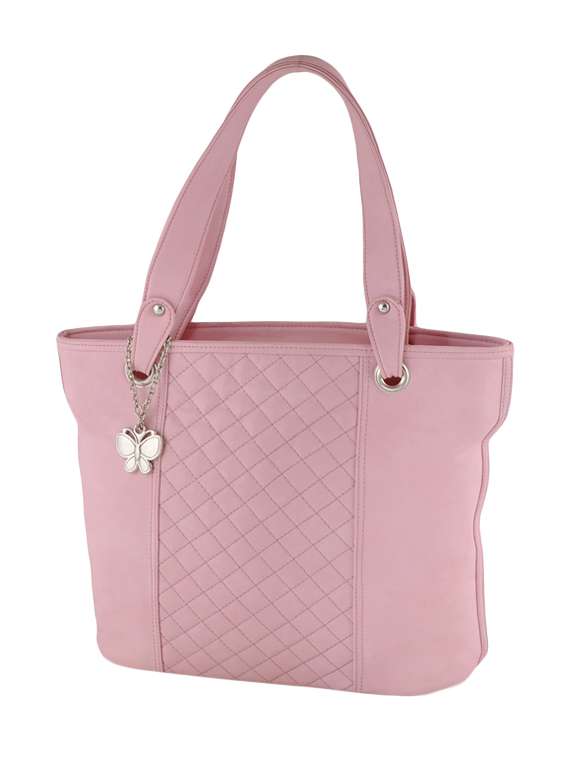 pink leatherette quilted handbag