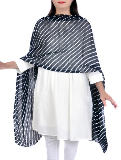 black poly chiffon leheriya dupatta - 12381091 - Standard Image - 0
