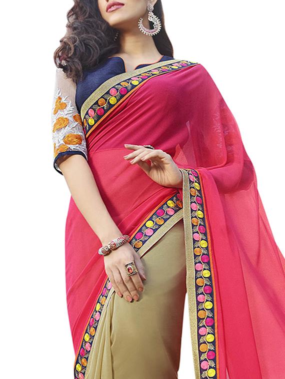 multicolored georgette half & half saree - 12382383 - Standard Image - 1