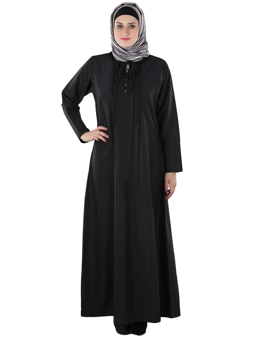 solid black abaya