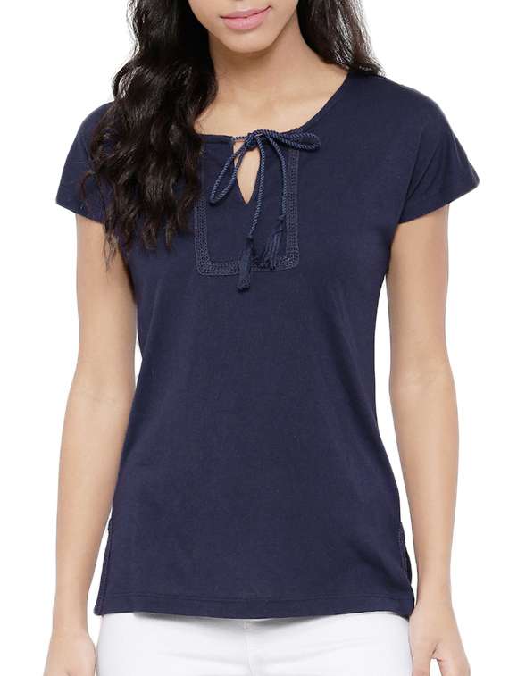 navy blue cotton top
