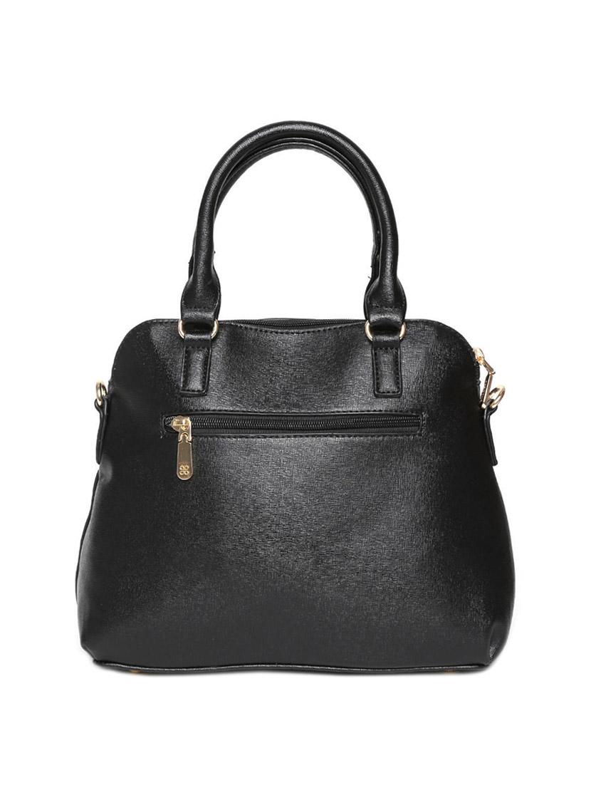 black leatherette cutwork handbag with sling - 12393207 - Standard Image - 1