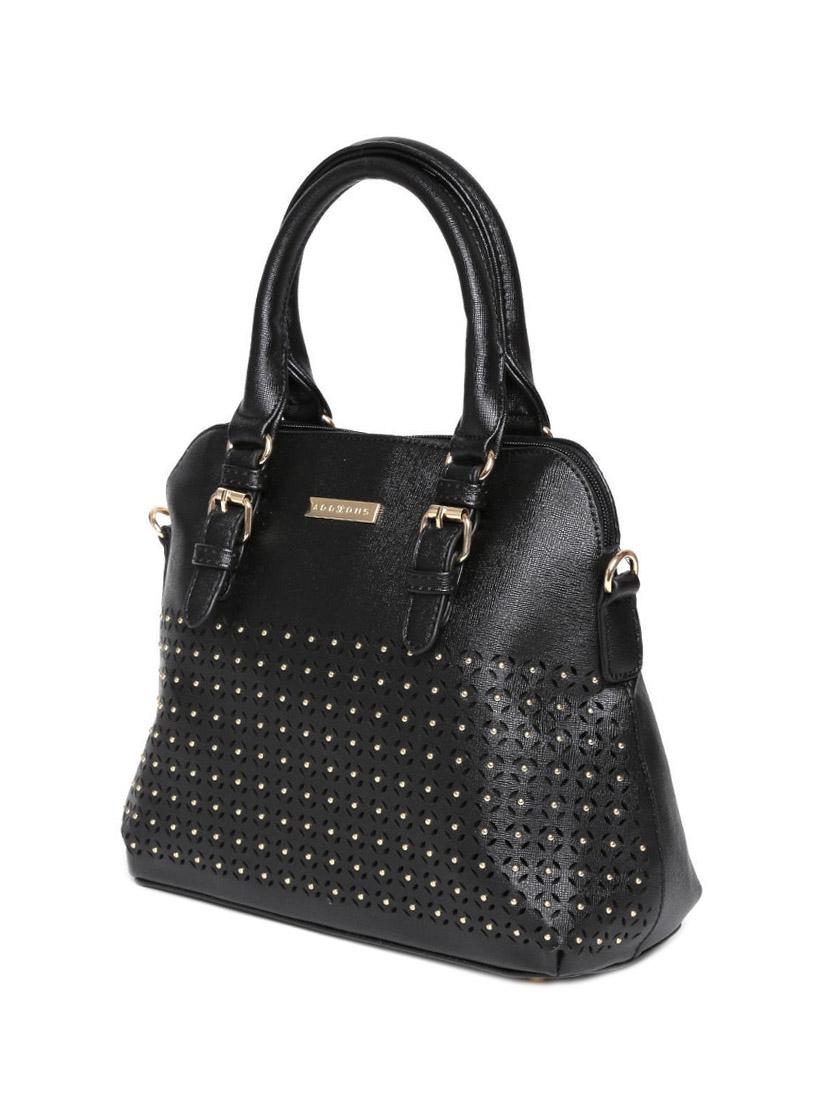 black leatherette cutwork handbag with sling - 12393207 - Standard Image - 4