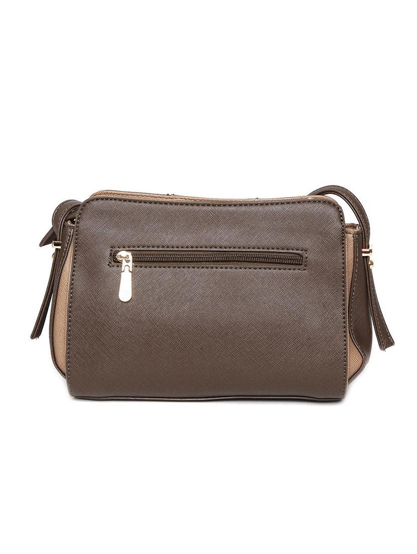 brown leatherette textured sling bag - 12393211 -  Standard Image - 1