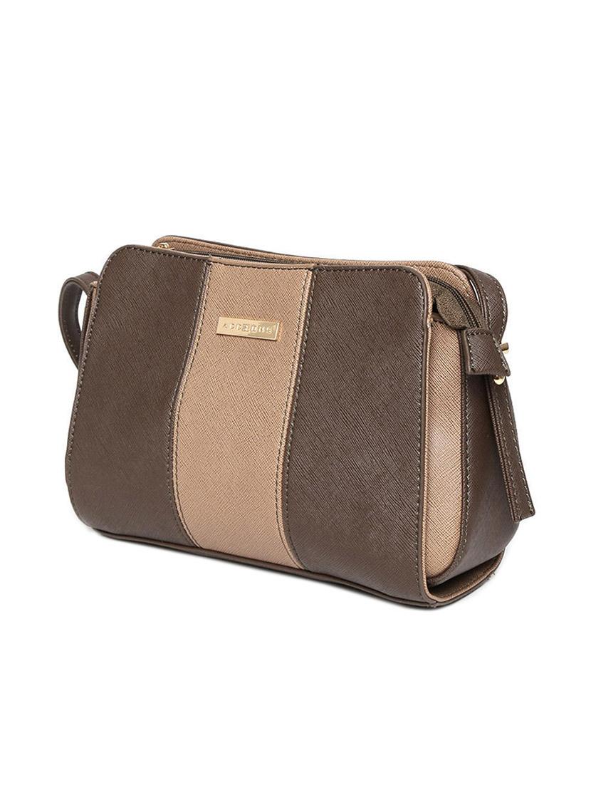 brown leatherette textured sling bag - 12393211 - Standard Image - 4