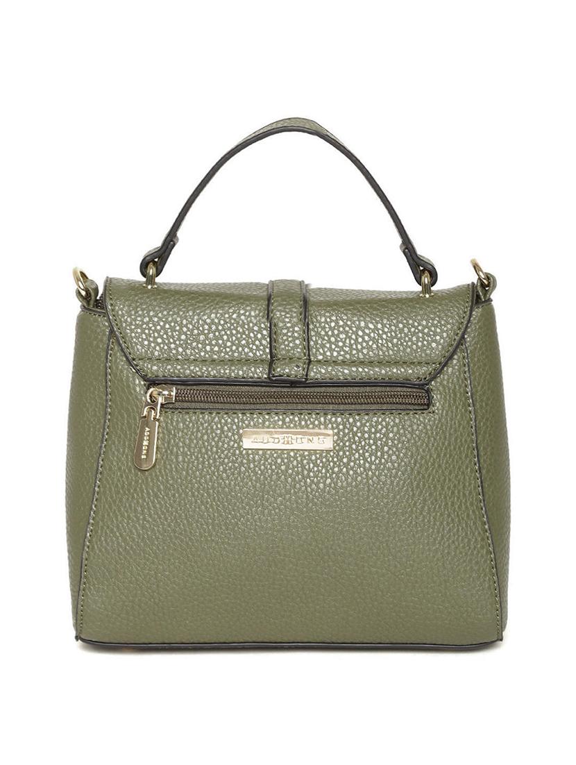 olive green leatherette textured handbag with sling - 12416264 - Standard Image - 1