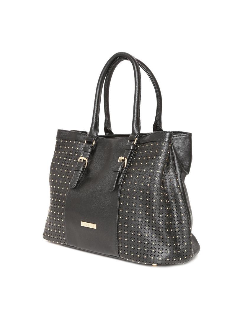 black leatherette cutwork handbag - 12416937 - Standard Image - 4