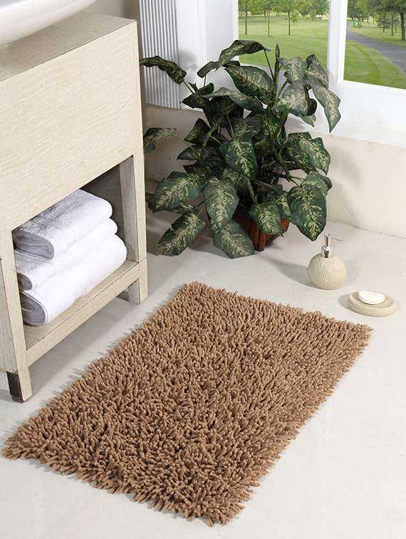 homefurry beige chevy cotton bath mat