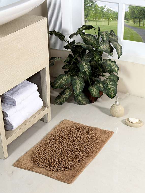 homefurry beige scrambled oval cotton bath mat