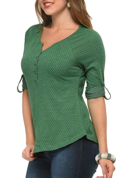 green cotton top - 12420567 -  Standard Image - 1