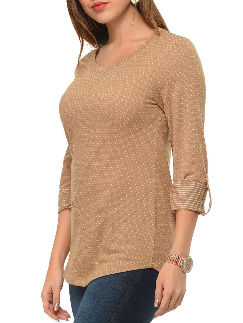 beige cotton regular tshirt - 12420582 -  Standard Image - 1