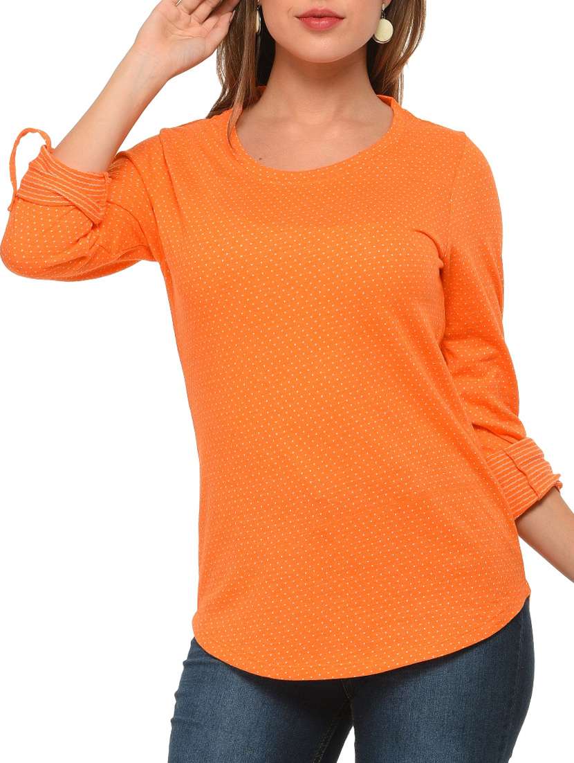orange cotton regular tshirt