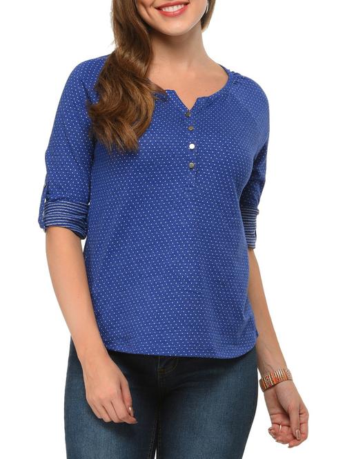 blue cotton regular top - 12421344 - Standard Image - 0