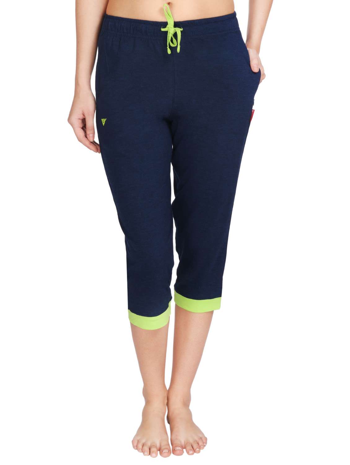 navy blue cotton sports capri