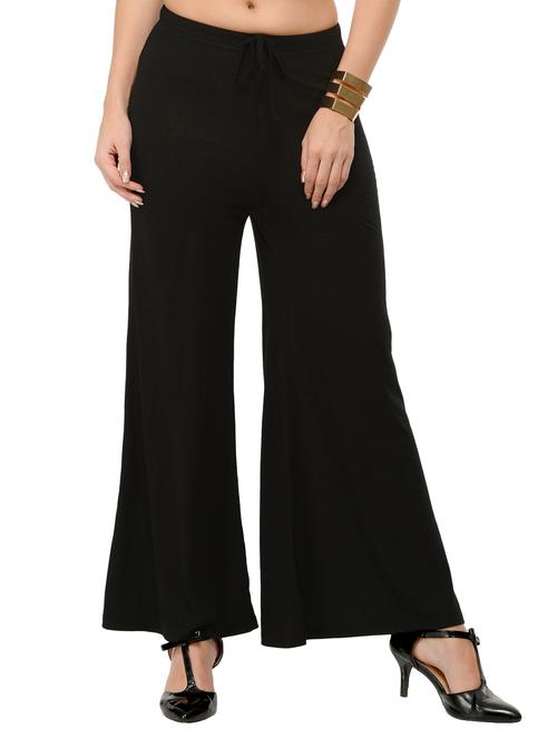 black viscose palazzos - 12426154 - Standard Image - 0