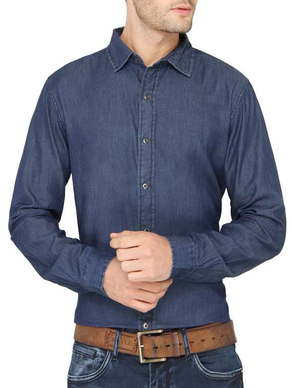 dark blue cotton casual shirt