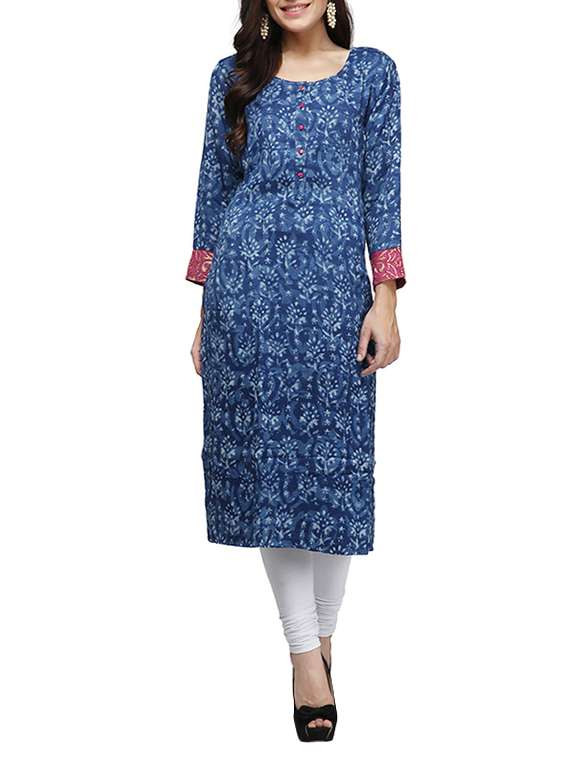 indigo viscose straight kurta