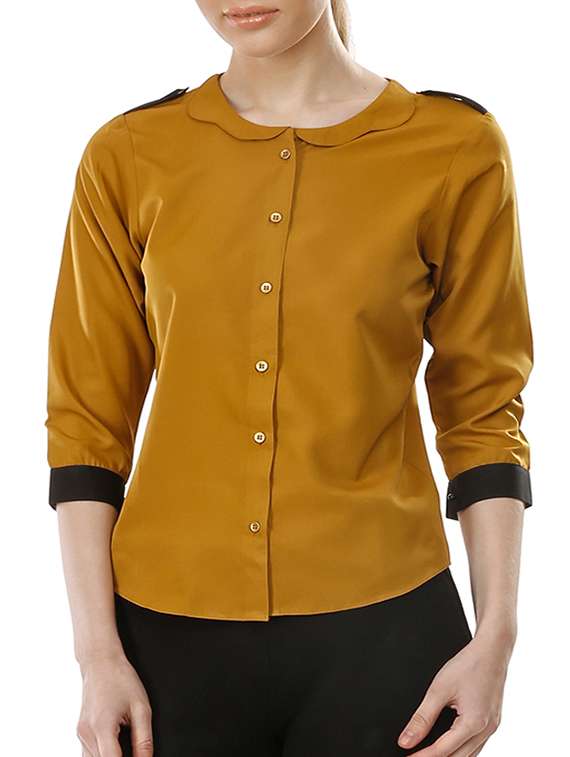 mustard yellow crepe shirt