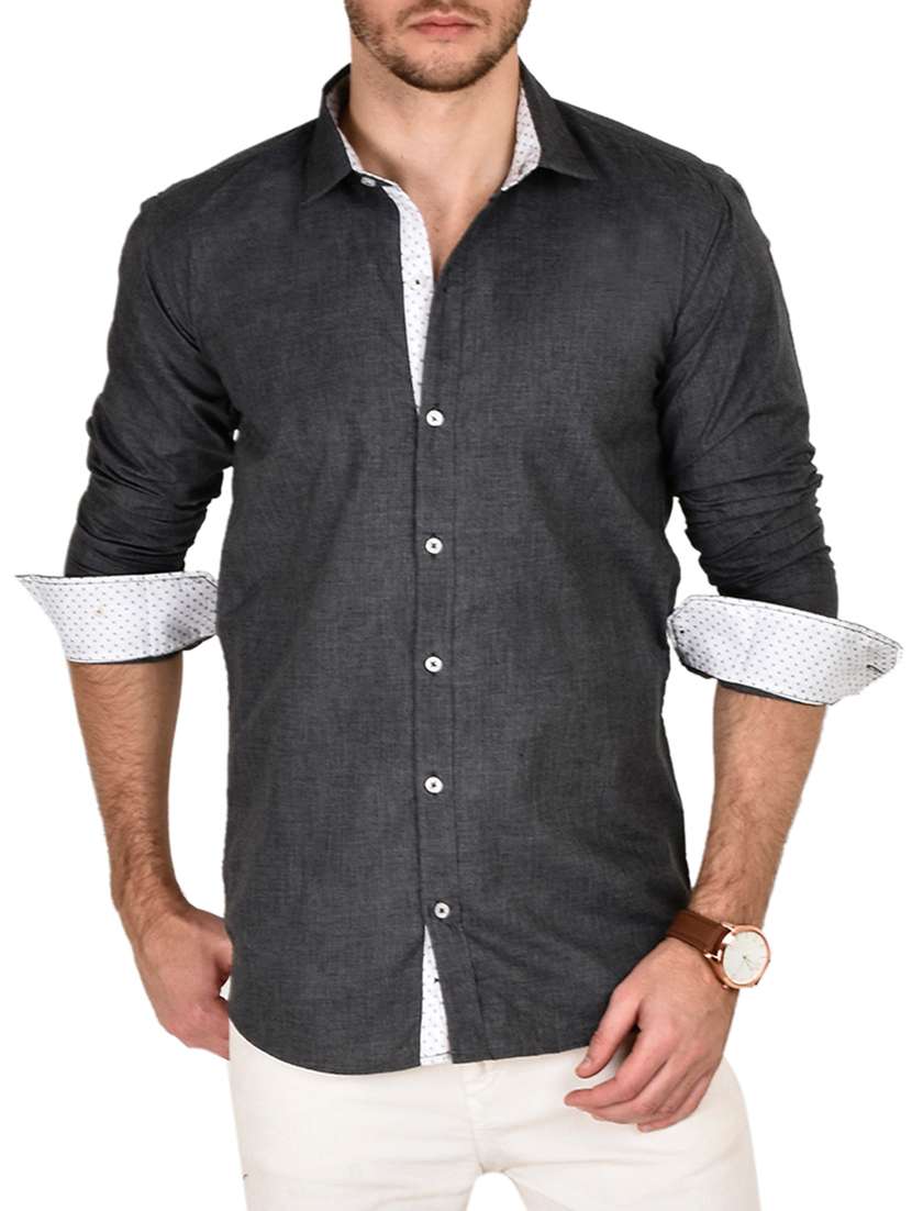 grey cotton casual shirt