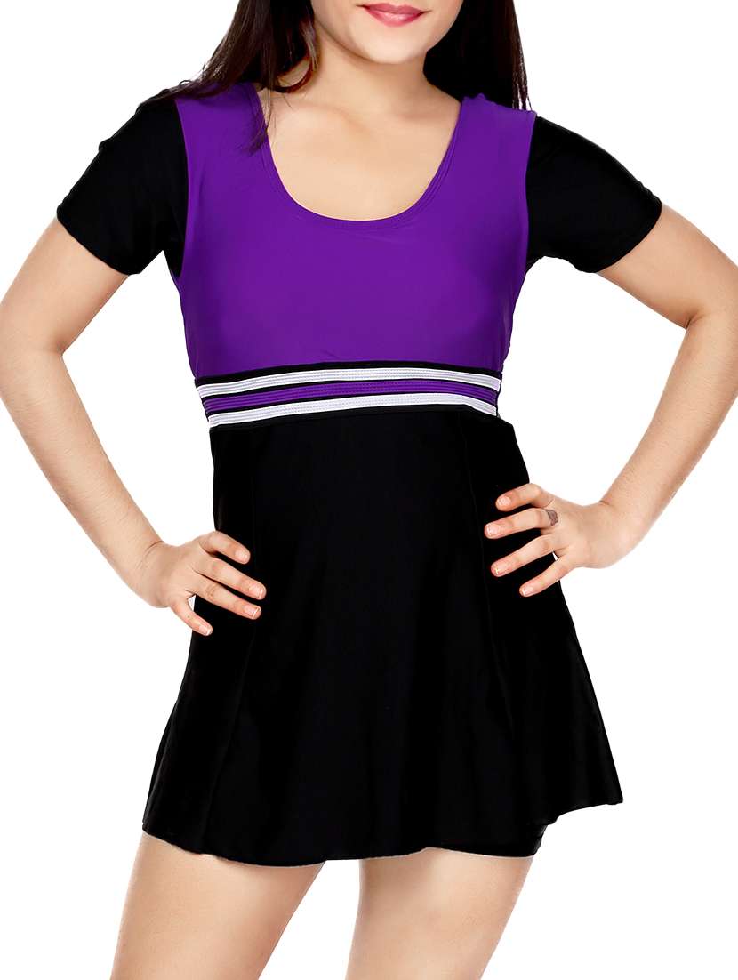 purple cotton functional swimsuit