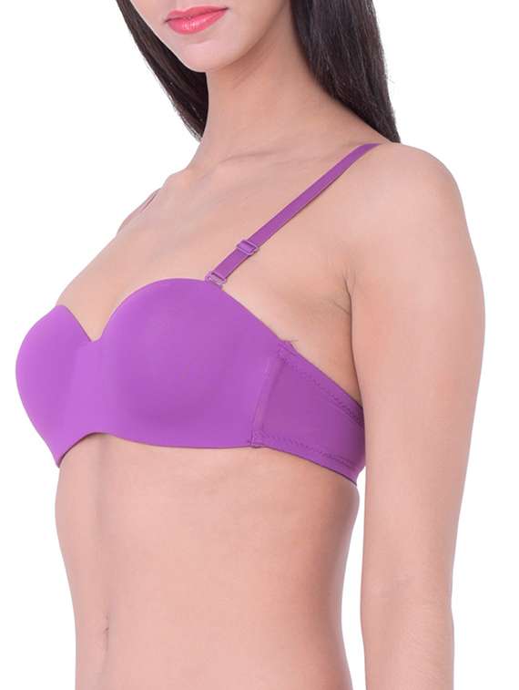 purple cotton balconette bra - 12455821 - Standard Image - 1