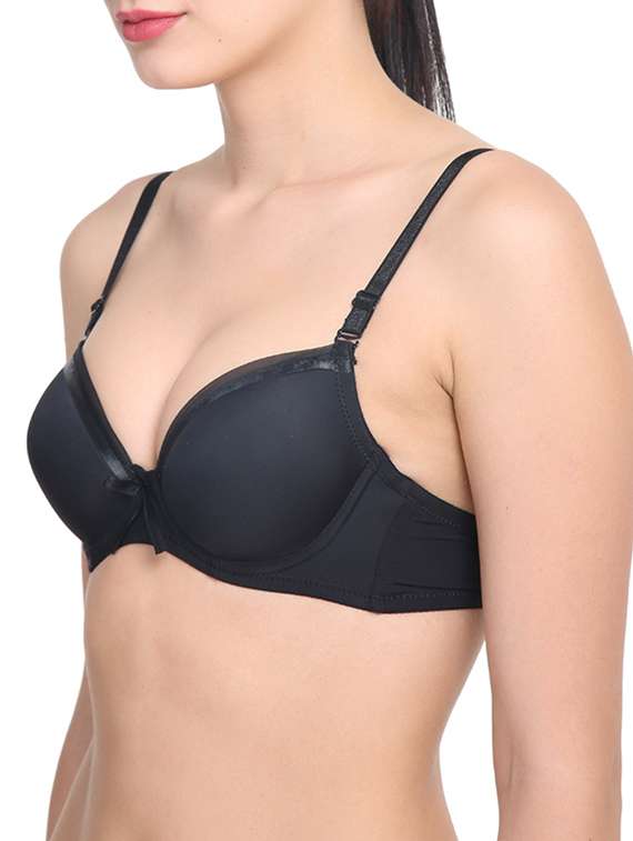 black cotton push up bra - 12455834 -  Standard Image - 1