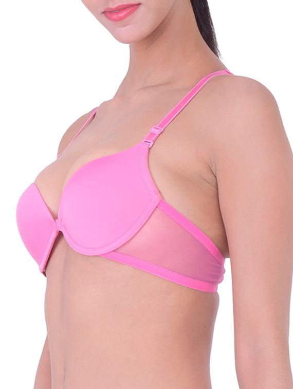 pink cotton front open bra - 12455850 -  Standard Image - 1
