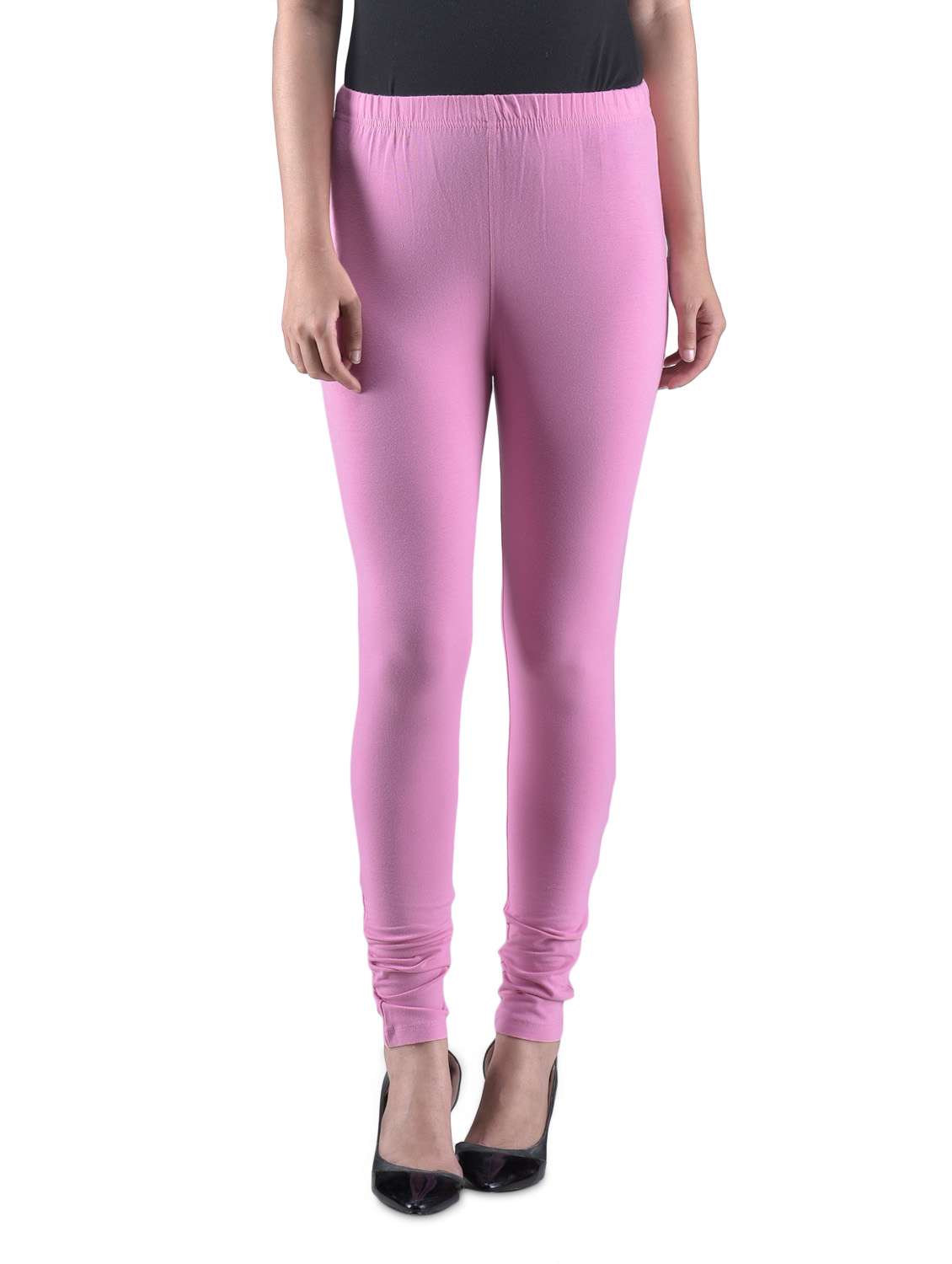 pink plain cotton spandex  leggings