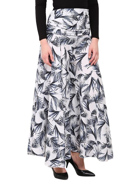 white printed polyester palazzo - 12462075 - Standard Image - 1